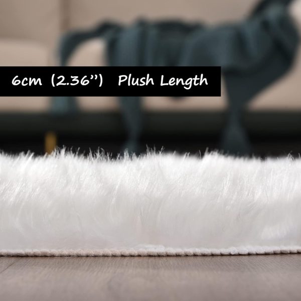 global sourcing goolela faux fur rug throw small white 2x3 sheep skin fluffy washable rug for bedroom dorm bedside rug luxury room decor, rectangle oem/odm services