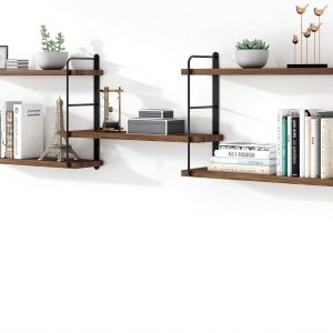 bulk purchase wall mounted floating shelves - rustic wall decor wood shelves for bedroom, living room, bathroom and kitchen storage, easy installation hanging shelves (5, brown) trade price