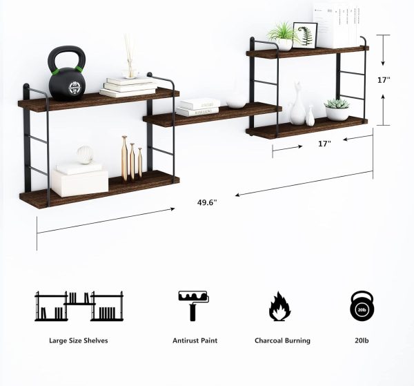 bulk purchase wall mounted floating shelves - rustic wall decor wood shelves for bedroom, living room, bathroom and kitchen storage, easy installation hanging shelves (5, brown) trade price
