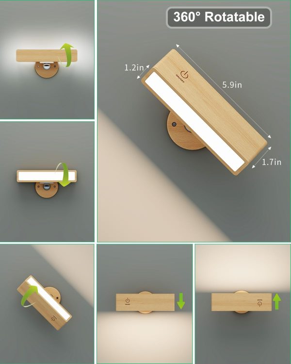 bulk purchase yilaie wall sconces battery operated set of two,rechargeable wall lights for bedroom,wall lights wireless dimmable,wood wall sconces with 360 rotation,peel and stick wall sconces for bedroom bedside trade price