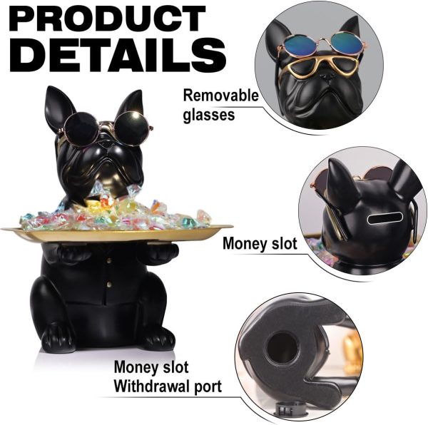 wholesale direct modern decor resin bulldog tray statue piggy bank tray storage entrance key holder candy jewelry earrings tray suitable for home decor modern art dining table decor office small object tray bulk purchase at factory prices