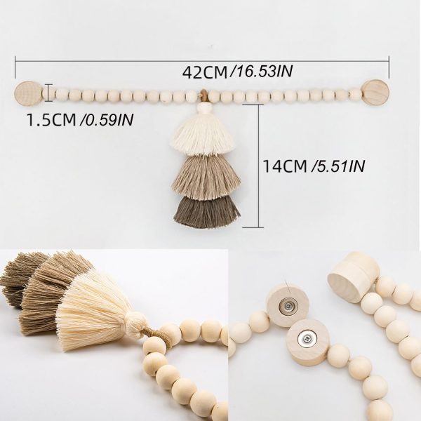 bulk purchase 2pcs wooden bead curtain tiebacks, tassel curtain clasp magnetic curtain clasp, boho curtain tiebacks,curtain tiebacks no hole punching decorative (coffee) factory discount