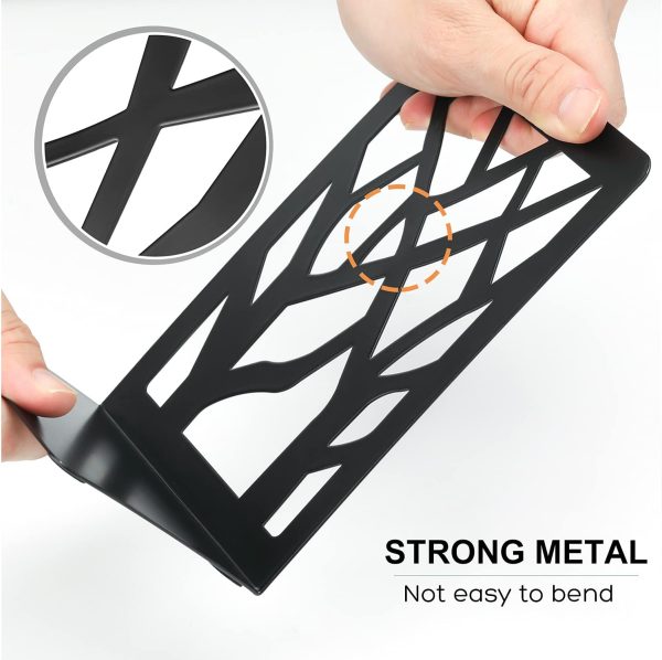 supplier direct maxgear tree design modern bookends for shelves, non-skid book holder, heavy duty metal storage for books/cds, decorative book stopper for home, 7 x 4.7 x 3.5”, black (2 pair/4 pieces) wholesale prices