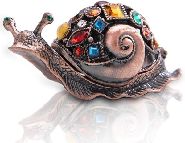 dropship from factory yu feng crystals bejeweled trinket box hand-painted brown snail animal figurine hinged jewelry box collectible for women mass production supply