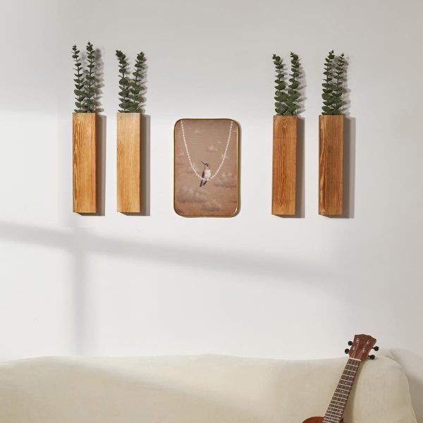 bulk purchase wood wall planters with artificial eucalyptus, modern farmhouse wall decor for living room, bedroom, bathroom, wooden pocket hanging wall vase with faux plant decor (4 pack) trade price