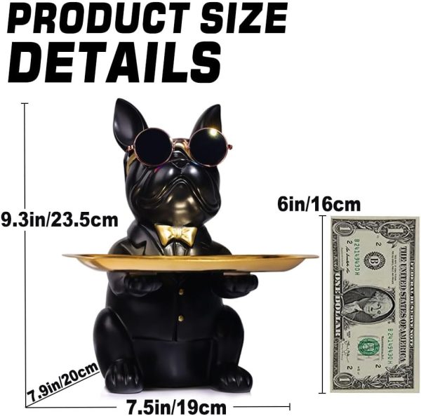 wholesale direct modern decor resin bulldog tray statue piggy bank tray storage entrance key holder candy jewelry earrings tray suitable for home decor modern art dining table decor office small object tray bulk purchase at factory prices