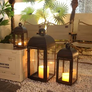 custom wholesale needomo lanterns decorative outdoor & indoor, set of 3 outdoor lanterns for porch, 23" large candle lantern, bronze metal frame with glass, vintage farmhouse, patio, pathway, garden, fall, christmas oem/odm services