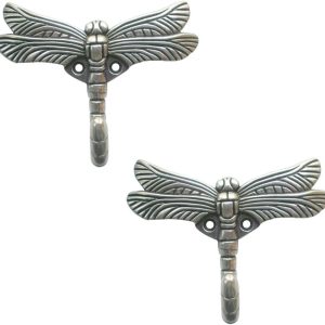 competitive pricing 2pcs dragonfly coat hooks decorative creativity wall mounted hanger hook for home handbag key towel bathrobe (ancient silver) one-stop wholesale