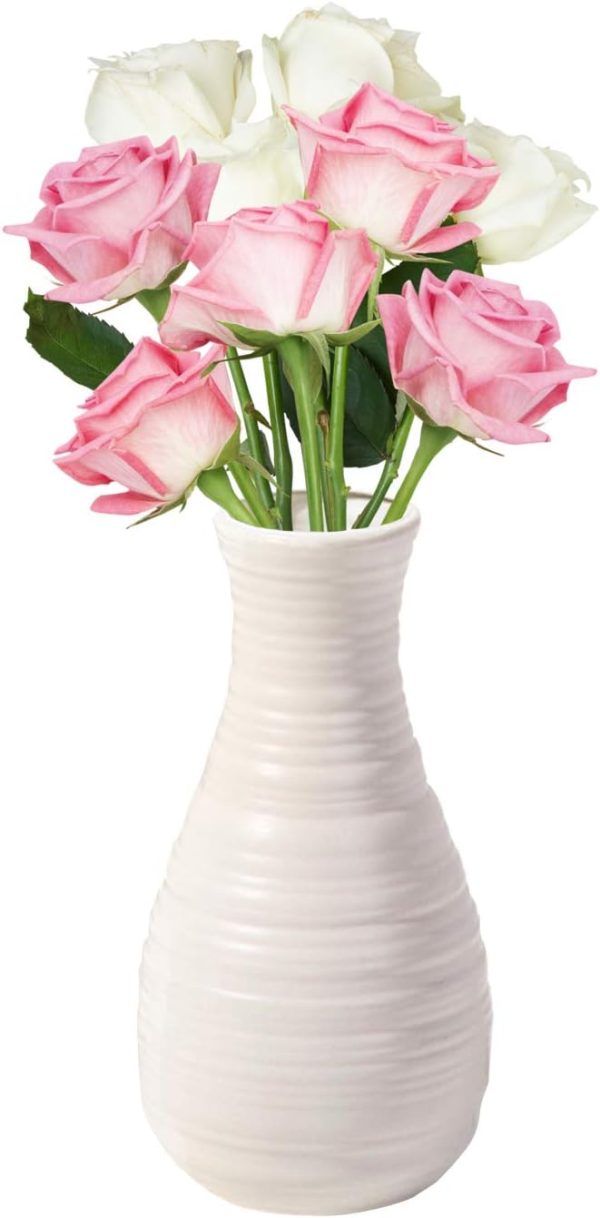oem/odm services unbreakable vase for flowers, ceramic look plastic vase for home decor, living room, table (seashell white) affordable bulk deals