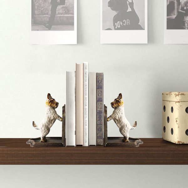 supplier direct decorative bookends - cast iron dogs sculptural bookend pair - heavy duty dog statue, vintage shelf décor wholesale prices
