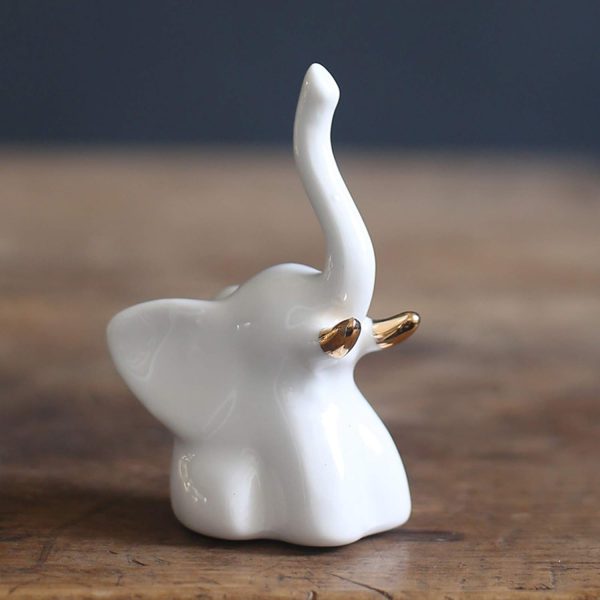 dropship from factory home decor elephant statues,1 pair, small decorative accents for shelves, livingroom and bedroom, gold and white mass production supply