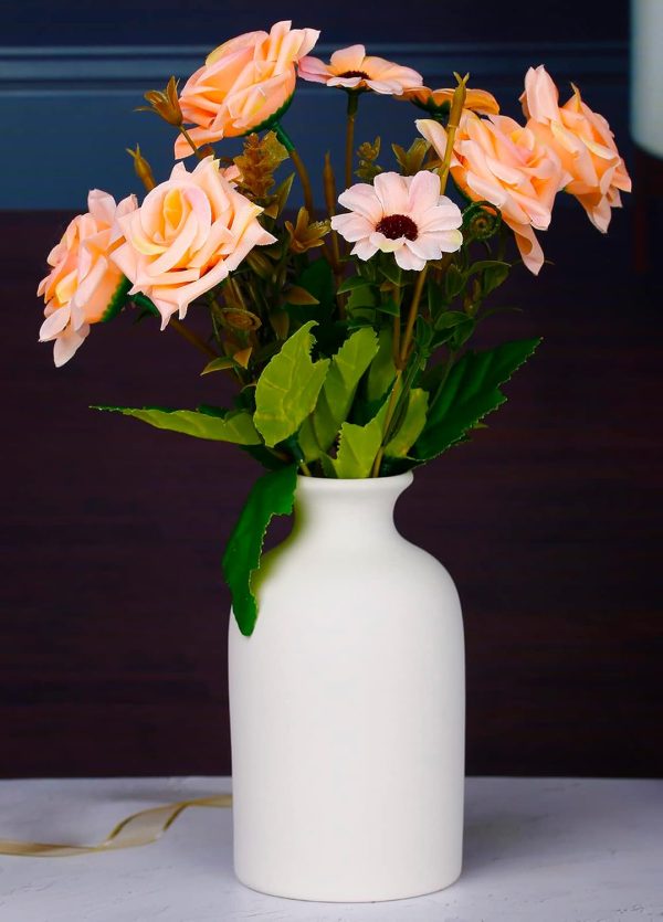 oem/odm services ceramic white small vase, dry flower vases minimalism style for modern table shelf home decor, fit for fireplace bedroom kitchen living room centerpieces office desk gift (white, small) affordable bulk deals