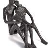 supplier direct ambipolar romantic reading couple bookshelf decor, cast iron bookend, aesthetic room decor, office desk decor, home decorative bookend for heavy books, satin black wholesale prices