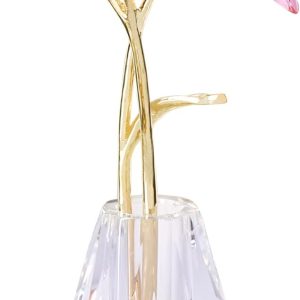 oem/odm services ywhl crystal lily flower figurine with vase, handmade pink lily flower gifts for woman, wedding gifts for couple, home party decorations (pink lily) affordable bulk deals