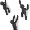 competitive pricing umbra buddy wall hooks – decorative wall mounted coat hooks for hanging coats, scarves, bags, purses, backpacks, towels and more, set of 3, black one-stop wholesale