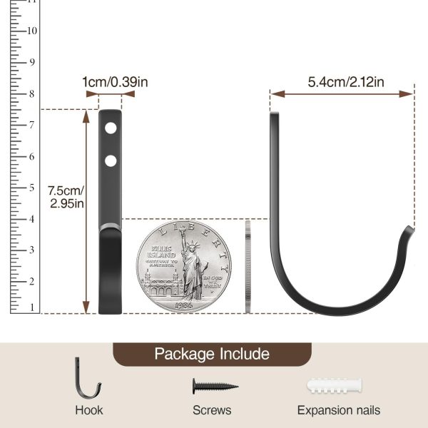 competitive pricing wall hooks for hanging towel/coat - 22lb screw in metal hanger wall mount, for outdoor, closet, door, bathrooms, for backpack, robe, black 5 pack one-stop wholesale