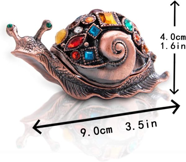 dropship from factory yu feng crystals bejeweled trinket box hand-painted brown snail animal figurine hinged jewelry box collectible for women mass production supply