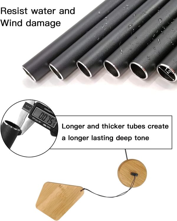 producer to buyer wind chimes outdoor deep tone, 30 inches wind chimes outdoor, memorial wind chimes with hook as gifts for mother's day/housewarming/christmas, patio, garden, yard, home decor. black discounted pricing