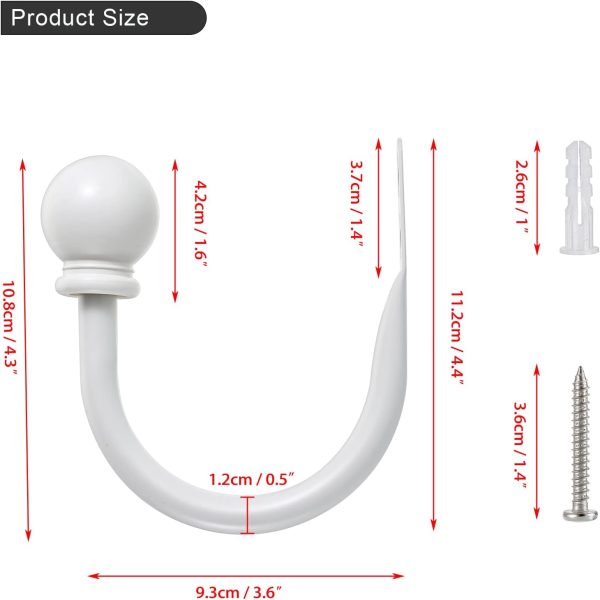 bulk purchase sumnacon set of 2 decorative curtain holdbacks, wall mounted aluminum alloy window drapery tiebacks for bedroom, livingroom office come with screws, white factory discount