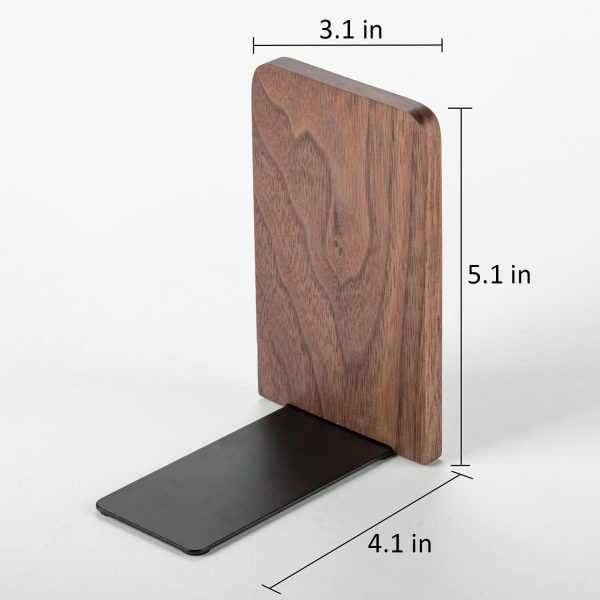 supplier direct muso wood book ends for shelves, non-slip bookends, heavy duty wooden bookend support for books and movies (walnut 1 pair) wholesale prices