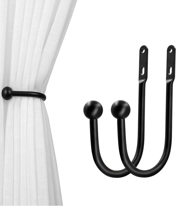 bulk purchase vrss wall mount curtain tiebacks drapery holdbacks curtain holdback hooks simple style (2pcs black) factory discount