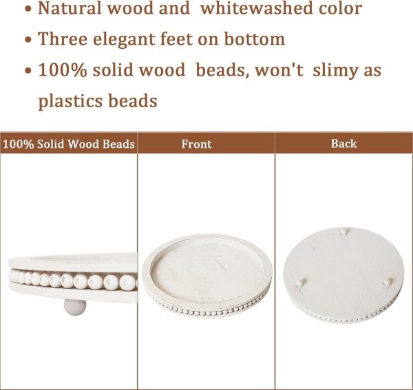 wholesale direct tray decor table trays decorative - 12" beaded round trays home decor rustic farmhouse table decor coffee table centerpiece white wood tray decorations for table living room kitchen bedroom bulk purchase at factory prices