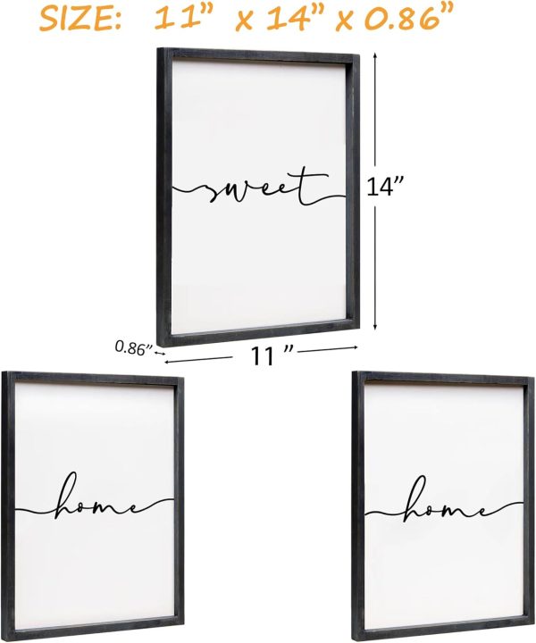 bulk purchase heiple set of 3 framed farmhouse home sweet home sign 11’’x14’’ above bed wall decor for bedroom decor and living room wall art wood signs (black, 11''x14) trade price