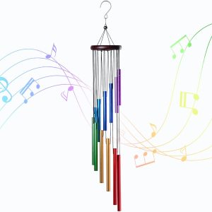 producer to buyer outdoor colorful wind chimes for outside with 12 aluminum tubes for garden patio balcony and home decor discounted pricing