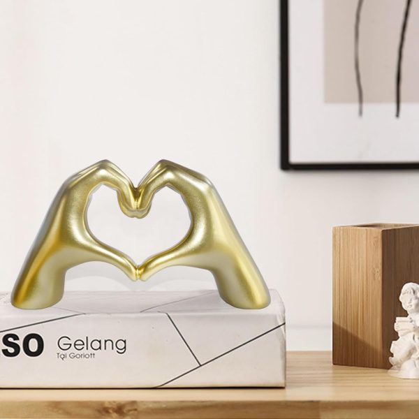 dropship from factory gold decor,heart hands sculpture for living room decor,love finger modern statue for boho wedding decorations,sculptures home decor for shelves mass production supply