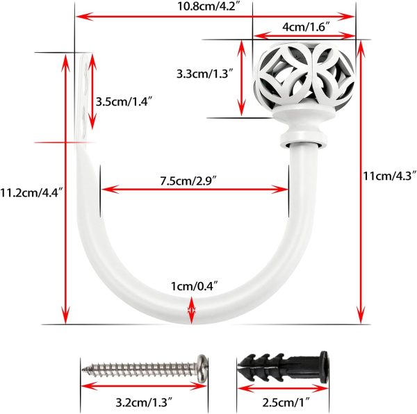 bulk purchase sumnacon 2pcs aluminum alloy curtain holdbacks - wall mounted drapery tiebacks with screws, decorative curtain holders for bedroom livingroom bathroom office home decor, white factory discount