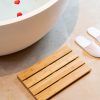 manufacturer direct bamboo wooden mini bath shower mats for small bathroom, small bamboo wood bathroom floor mat, sturdy and easy to clean(15.8 x 10.2 inch) trade price