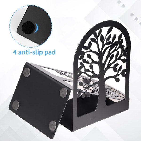 supplier direct eoout bookends for shelves decorative, 5 pairs of tree bookends supports, black metal book stoppers for heavy books, heavy duty book ends for home office school. wholesale prices