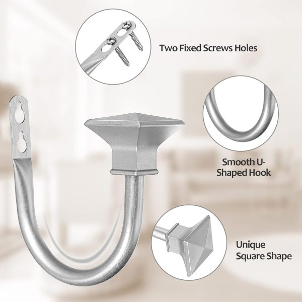 bulk purchase sumnacon set of 2 curtain holdbacks, wall mounted aluminum alloy window drapery tiebacks for bedroom livingroom office come with screws, silver factory discount