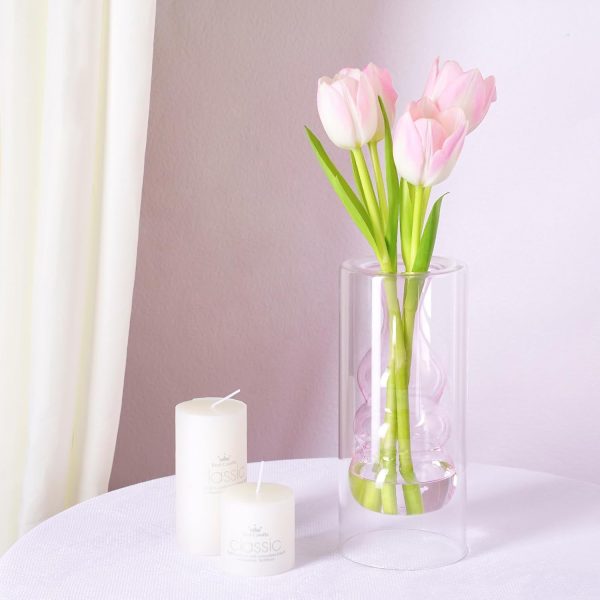 oem/odm services zens modern pink glass vase, hand blown hollowed out bubble decorative glass flower vases for wedding decor home small bouquet. affordable bulk deals