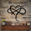 factory direct aoolvy infinity heart wall decor, unique infinity heart metal art wall decor love sign steel wall plaques bedroom ornaments for home wedding decor, room living room decoration (black, 23.6x20.6inch) volume discount