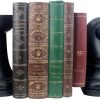 supplier direct decorative bookends chess bookends, black book ends heavy book supports, unique bookends decor for office home desk bookrack, 7"(l) x4(w) x7(h), 1pair/2piece wholesale prices