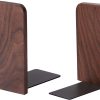supplier direct muso wood book ends for shelves, non-slip bookends, heavy duty wooden bookend support for books and movies (walnut 1 pair) wholesale prices