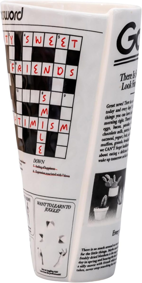 oem/odm services ban.do vintage inspired newspaper vase, retro ceramic shelf decor, unique/novelty/eclectic flower vase, newspaper affordable bulk deals
