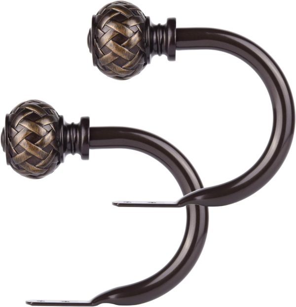 bulk purchase szximu curtain holdbacks set of 2, window treatment holdbacks wall mounted drapery hooks with netted texture finials, bronze factory discount