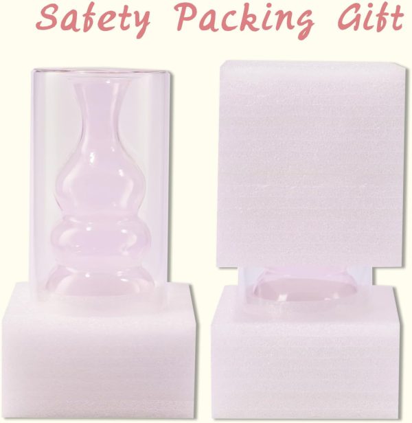 oem/odm services zens modern pink glass vase, hand blown hollowed out bubble decorative glass flower vases for wedding decor home small bouquet. affordable bulk deals
