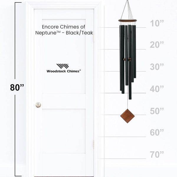 producer to buyer woodstock wind chimes of neptune wind chimes for outside, 54" black large deep tone wind chime décor for outdoor garden, patio, porch, encore collection discounted pricing