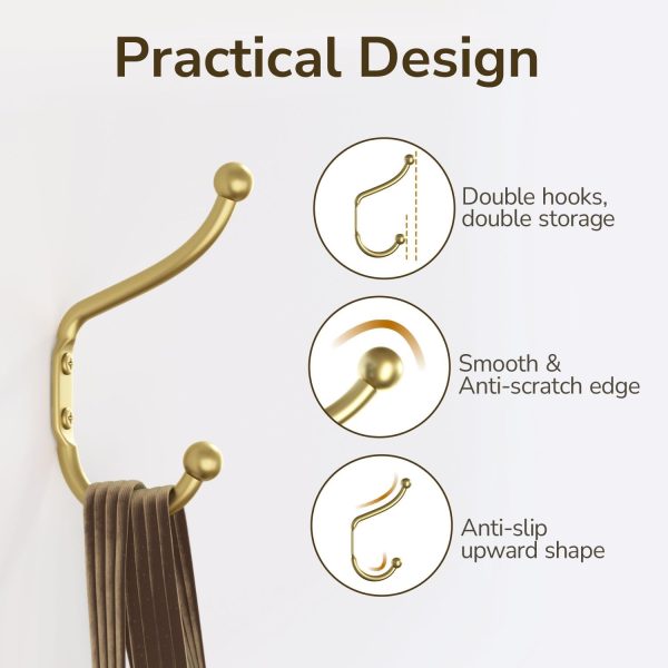 competitive pricing gold coat hooks wall mount - wall hooks for hanging, heavy duty hooks, mudroom hooks, metal hooks for hanging clothes, towels, hats, keys, coats,4 pack one-stop wholesale