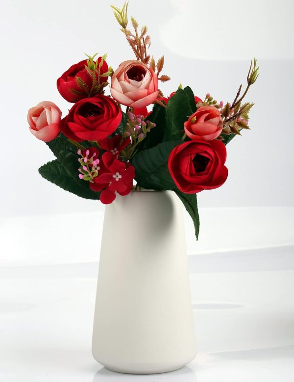 oem/odm services simple vase for flowers plants, matte vases for modern table shelf home decor wedding boho decor, 6" h frosted elegant ceramic vase for pampas grass fluffy stem bouquet lavender flowers (white, 1) affordable bulk deals