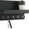 bulk purchase key holder for wall, decorative key and mail holder with shelf has large hooks for bags, coats, umbrella – paulownia wood key hanger with mounting hardware (9.8”w x 6.7”h x 4.2”d) trade price