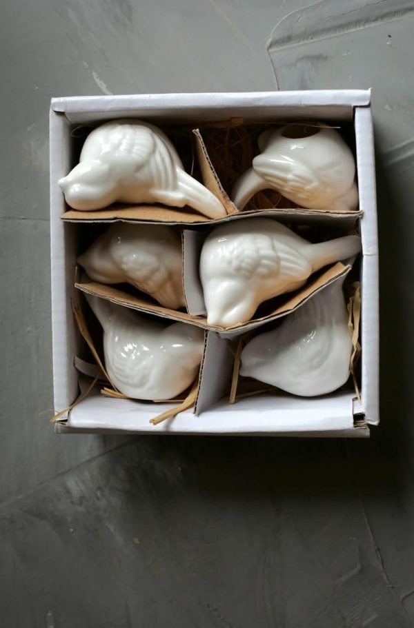 dropship from factory set of 6 white ceramic birds mass production supply
