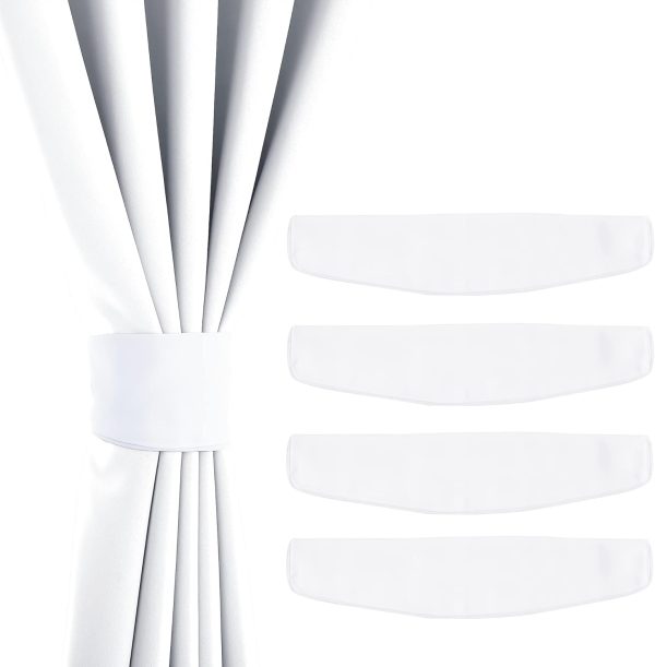 bulk purchase nicetown strong magnetic curtain tiebacks - modern simple style curtain ties backs holdbacks holders for indoor/outdoor curtains (white, 18.5 x 4 inches, set of 4) factory discount