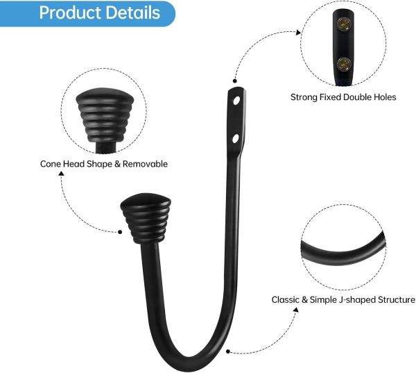 bulk purchase ohtomber 2pcs black curtain holdbacks - metal decorative curtain hooks for drapes, curtain tiebacks clips wall mounted curtain tie holders, curtain pull backs drapery hooks with screw for wall factory discount