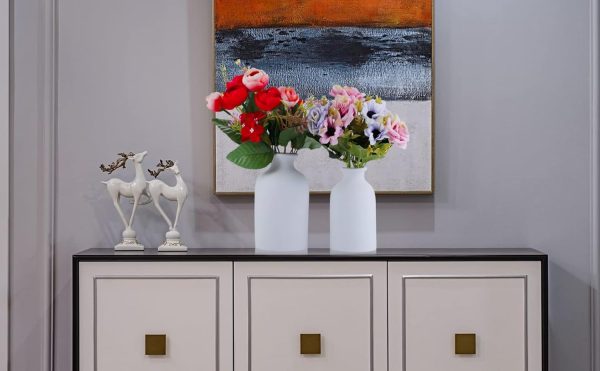 oem/odm services ceramic white small vase, dry flower vases minimalism style for modern table shelf home decor, fit for fireplace bedroom kitchen living room centerpieces office desk gift (white, small) affordable bulk deals
