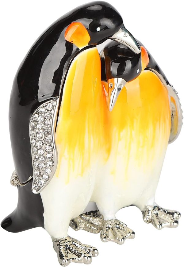 dropship from factory belupai penguins couple figurine decorative, penguins with hinged enameled jewelry box, jewelry box hinged trinket boxes for ornament desktop crafts collection decor mass production supply