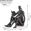 supplier direct ambipolar romantic reading couple bookshelf decor, cast iron bookend, aesthetic room decor, office desk decor, home decorative bookend for heavy books, satin black wholesale prices